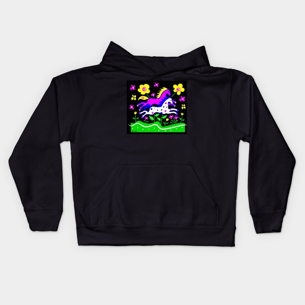 Galloping Horses Kids Hoodie by Designs by Connie